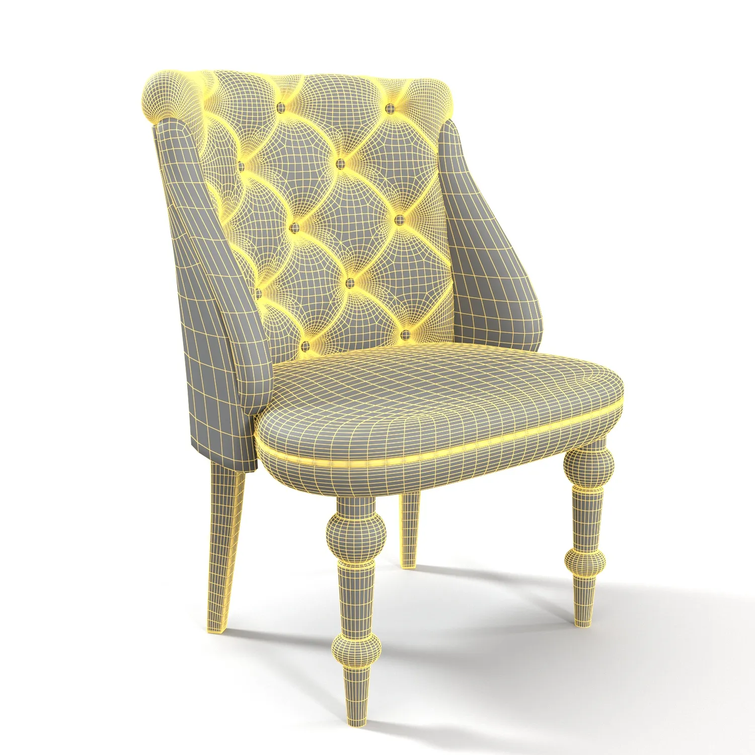 Upholstered Seat With Tufted Back Dining Chair PBR 3D Model_07